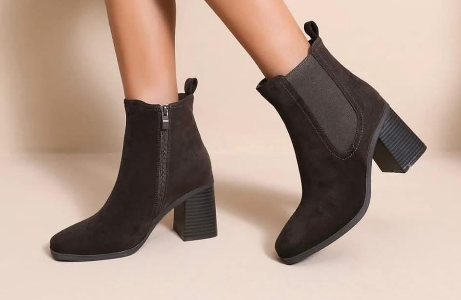 Chocolate suede ankle boots