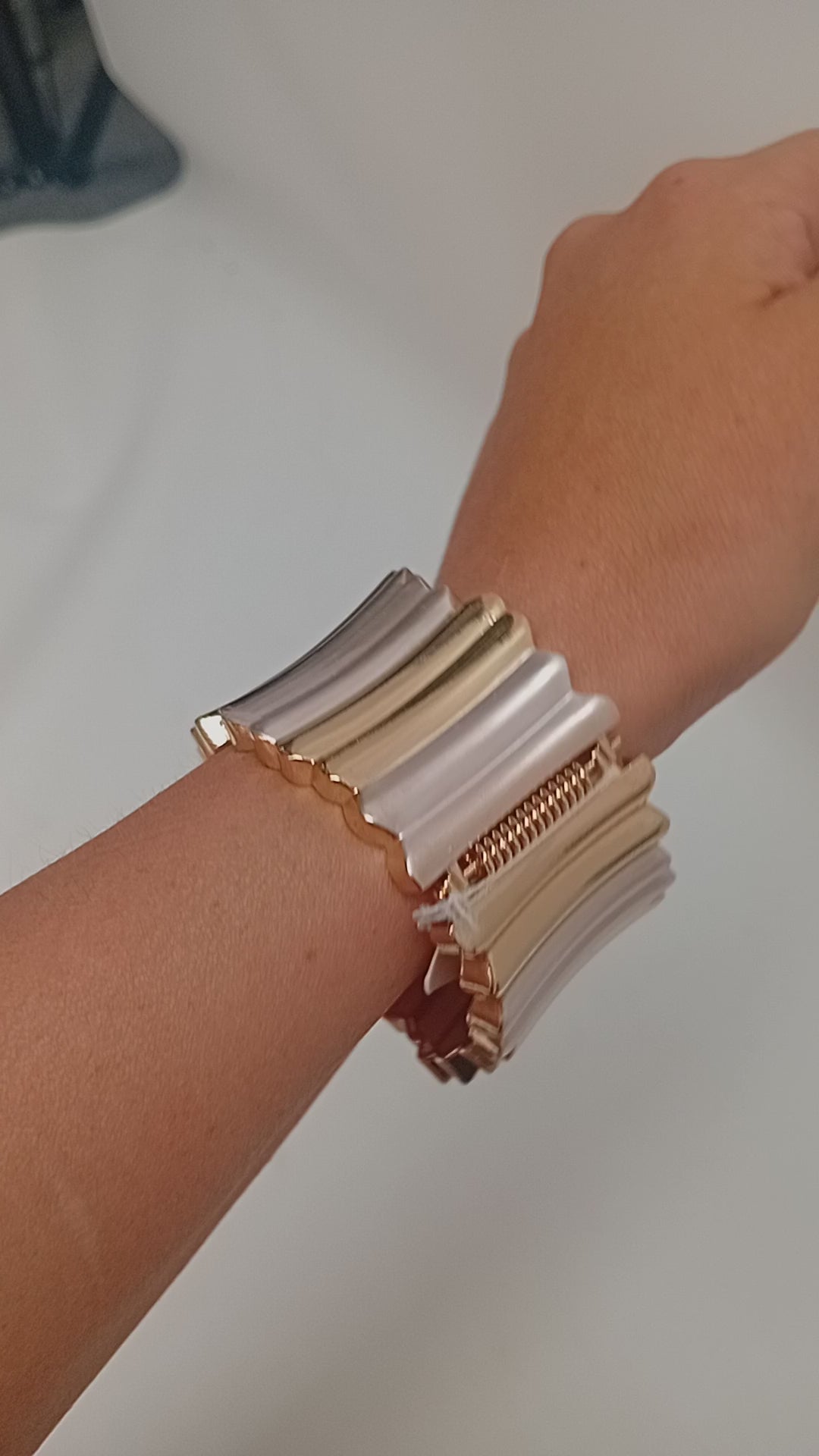Two tone hinge cuff bracelet
